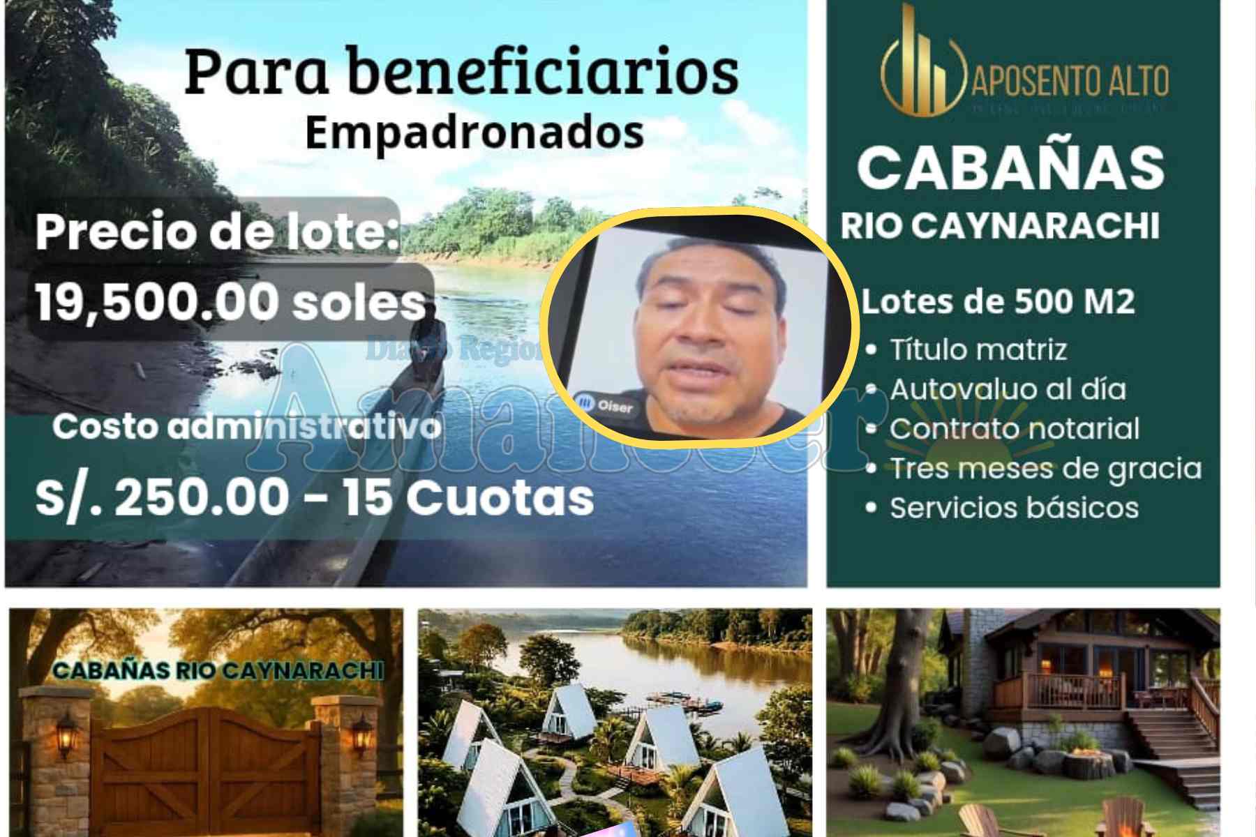 Oiser Ramos ahora ofrece terrenos en Caynarachi